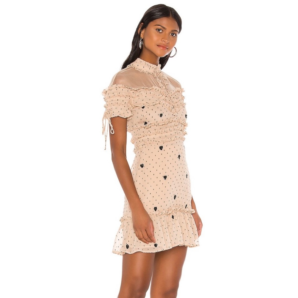 NBD Cherry Pie Dress XXS with mini black sequin hearts